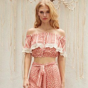 LOST + WANDER Suns Out Off the Shoulder Crop Top